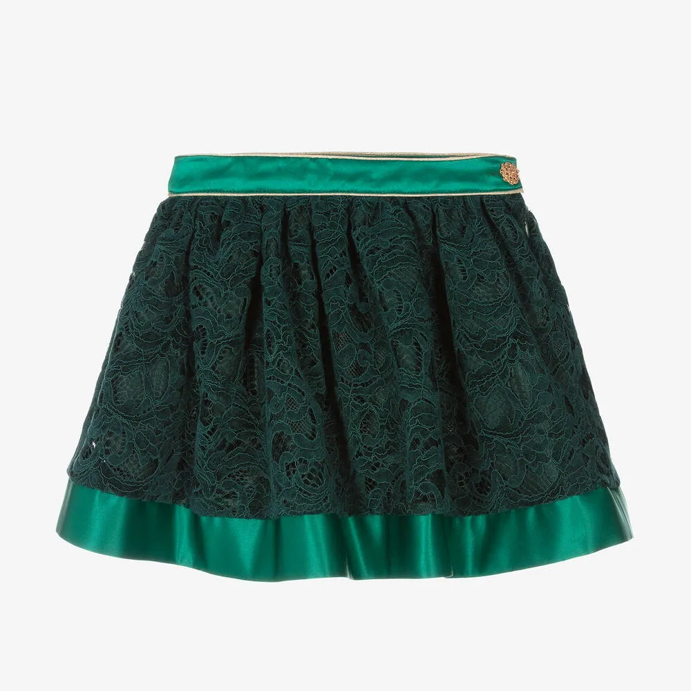 Girls Green Lace Skirt