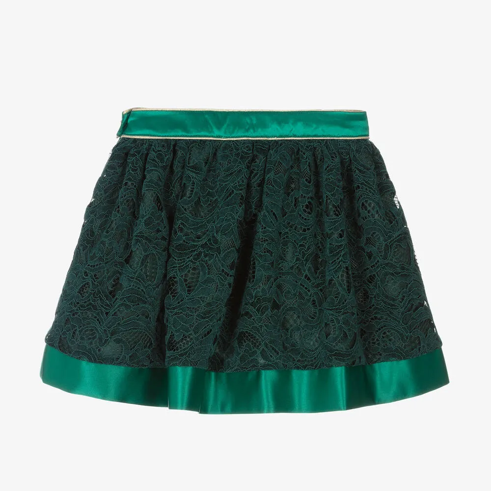 Girls Green Lace Skirt