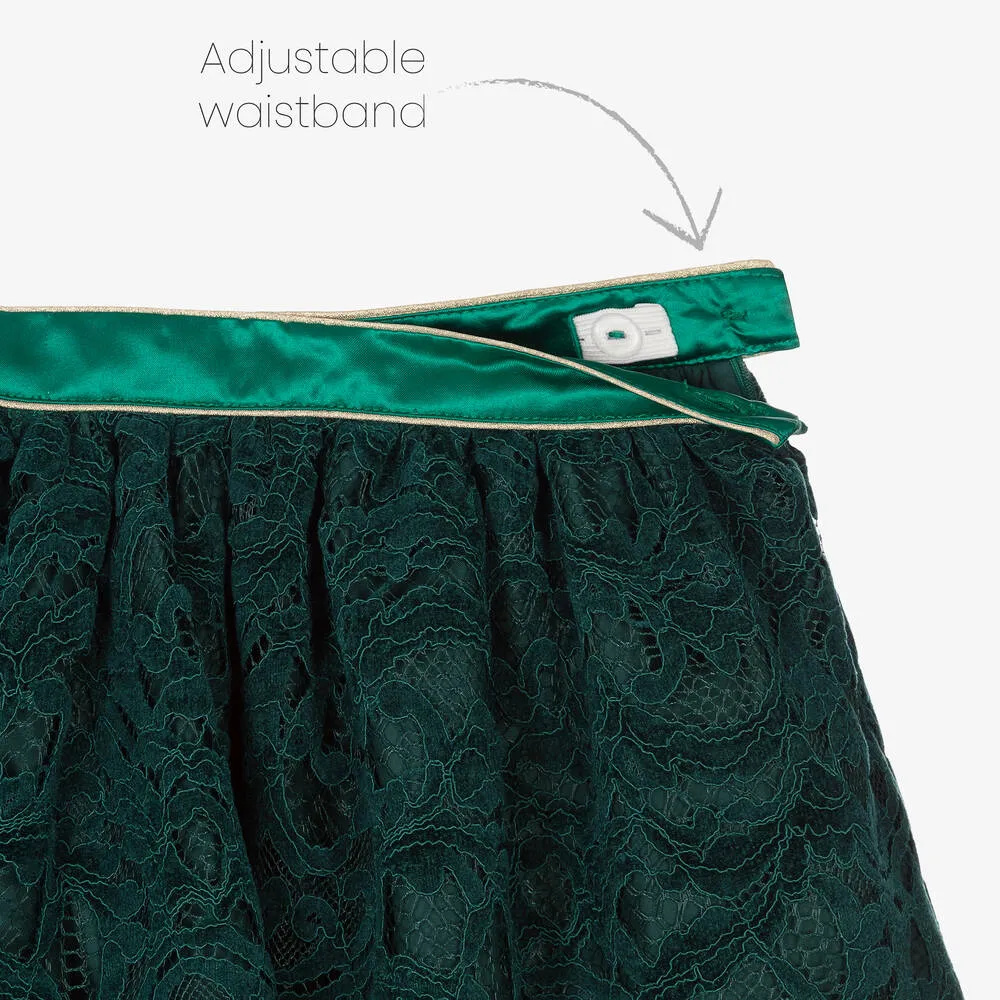 Girls Green Lace Skirt