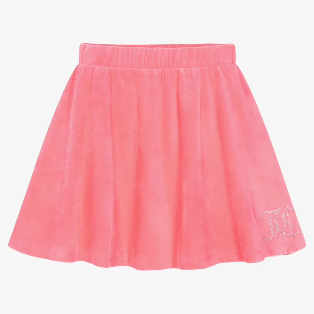 Girls Neon Pink Velour Skirt