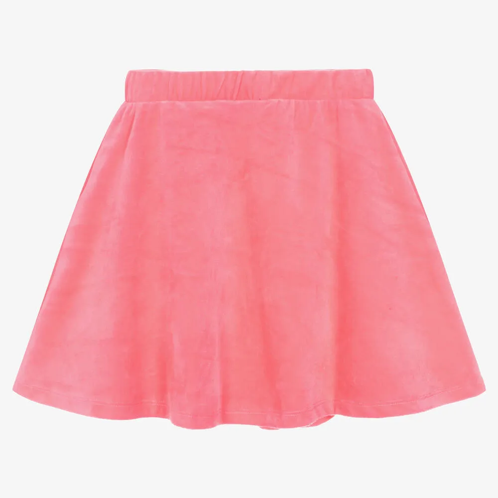 Girls Neon Pink Velour Skirt