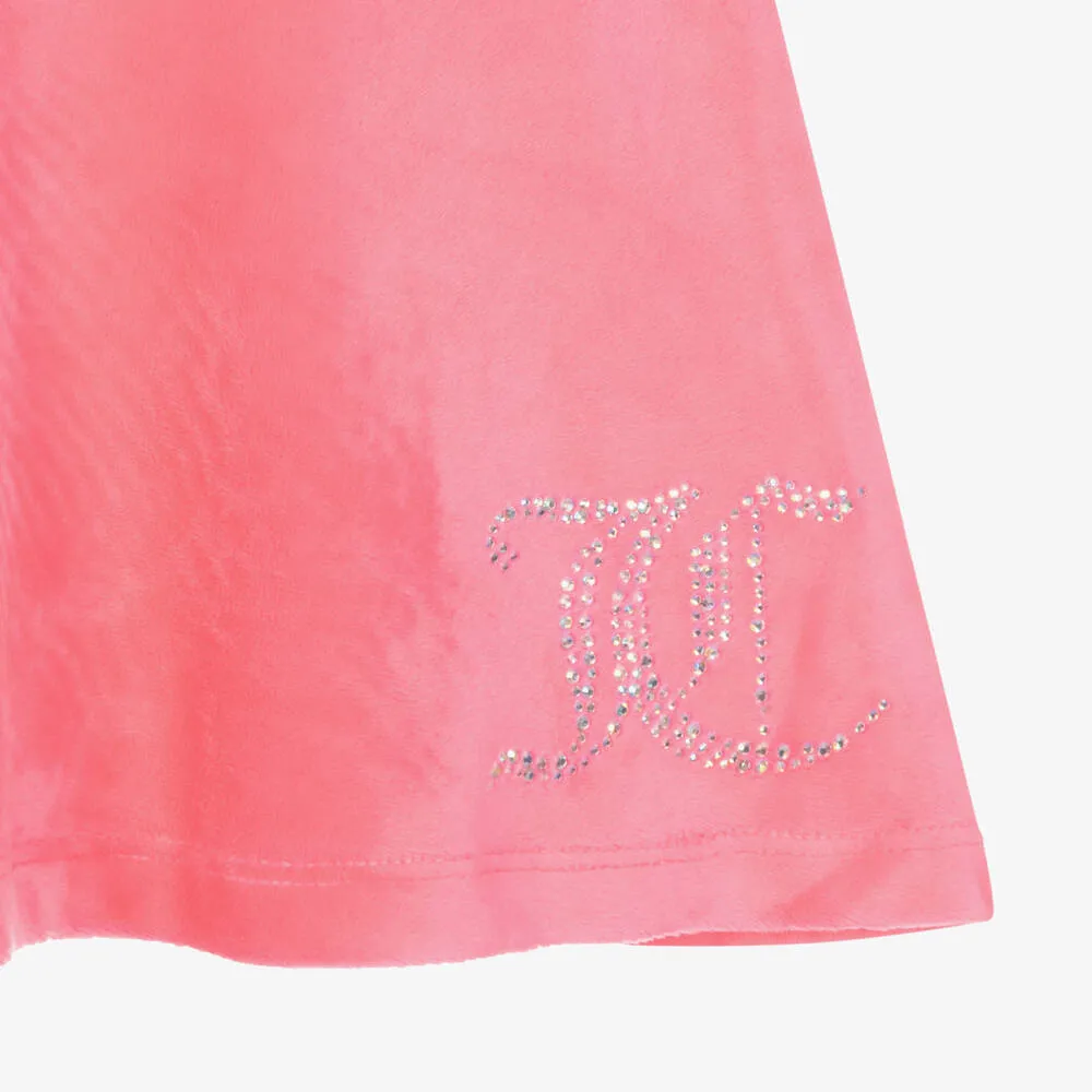 Girls Neon Pink Velour Skirt