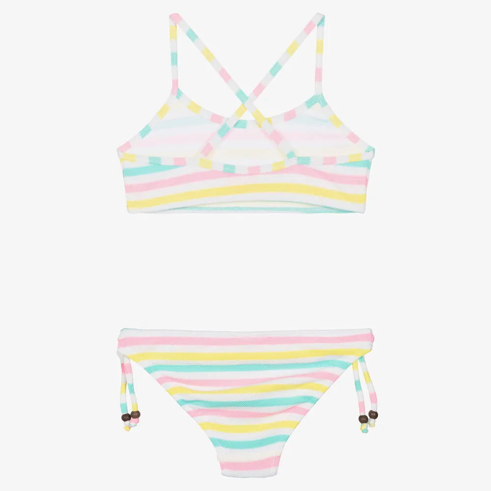 Girls Pink & Blue Striped Bikini (UPF50+)