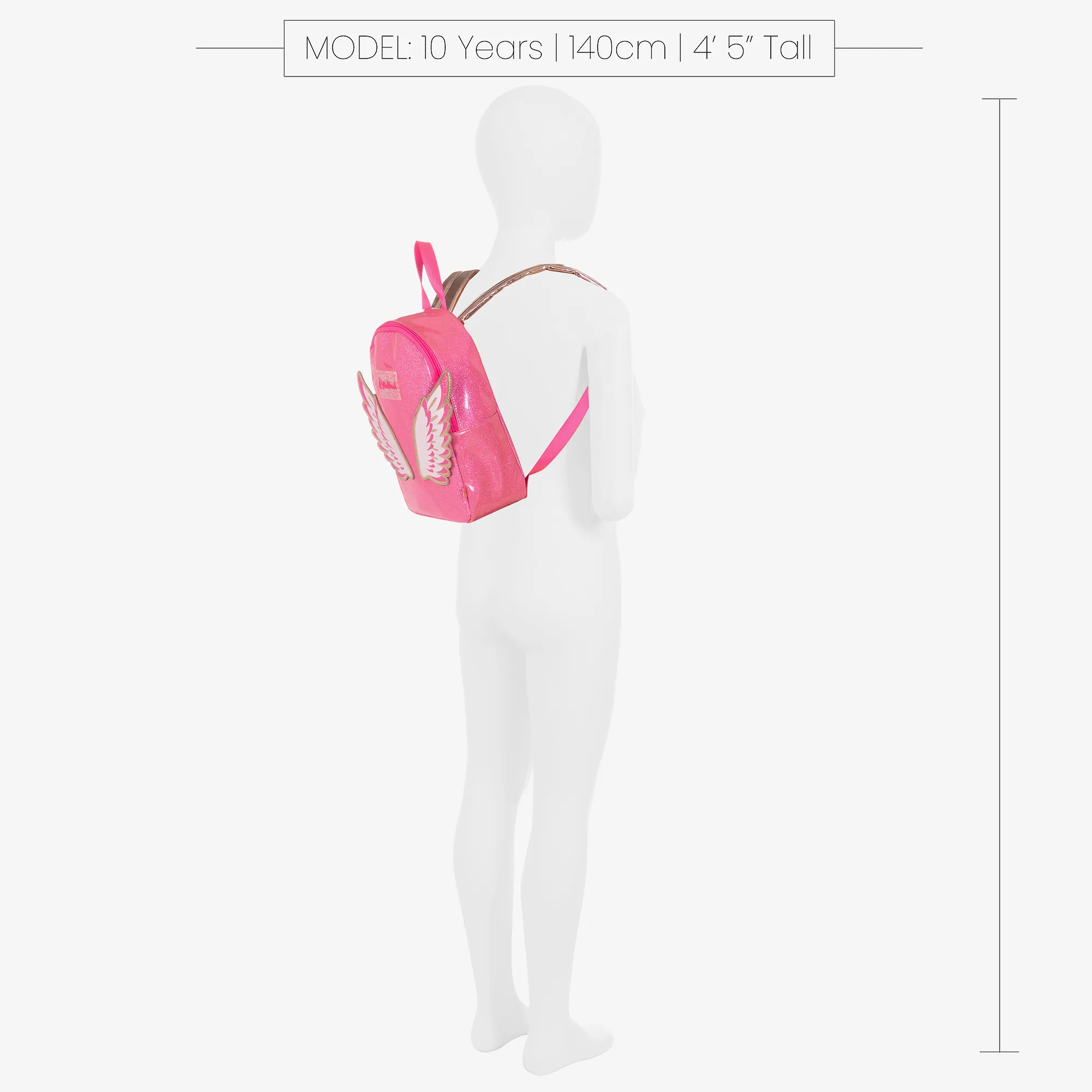 Girls Pink Sparkle Wings Backpack (27cm)