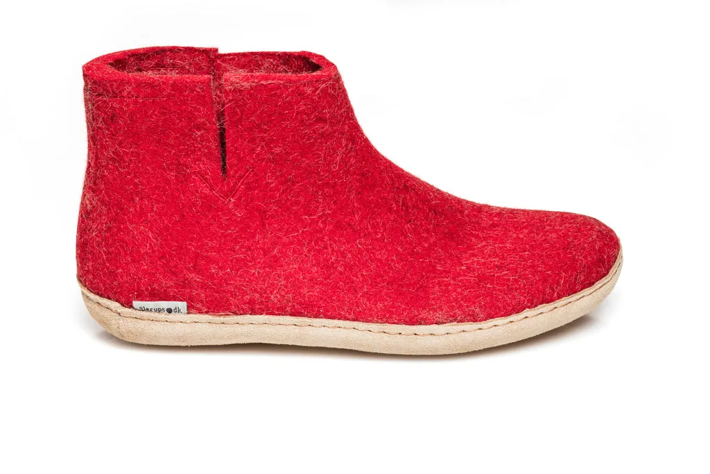 Glerups Leather Sole Boot Red