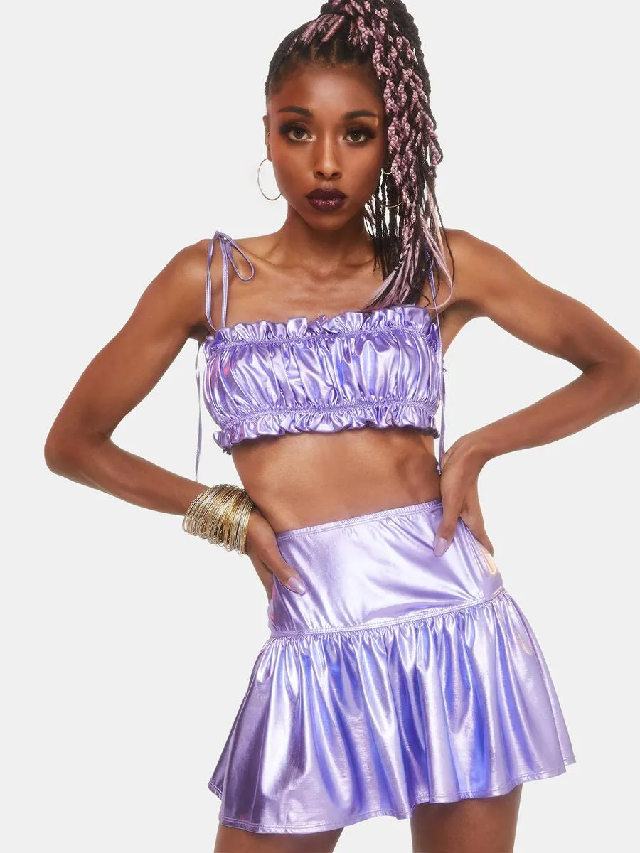 Goddess Hour Metallic Skirt Set-