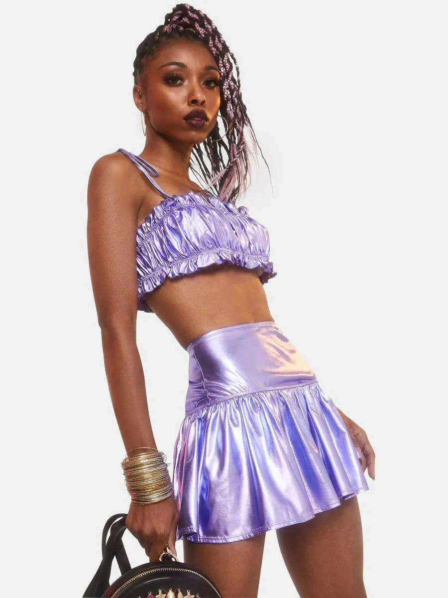 Goddess Hour Metallic Skirt Set-