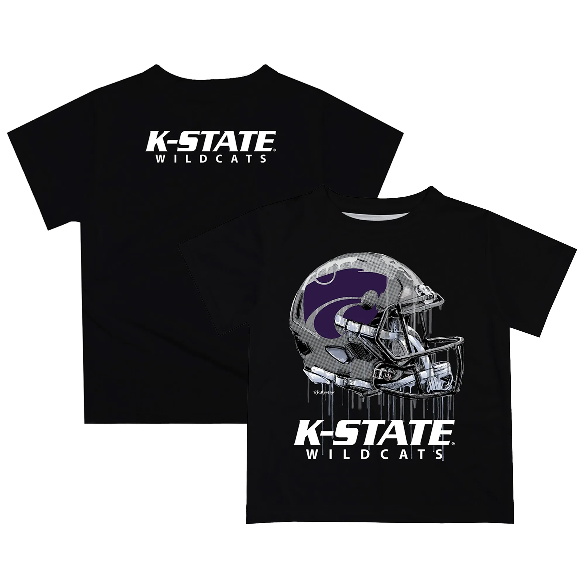 Kansas State Wildcats Youth Black Dripping Helmet T-Shirt