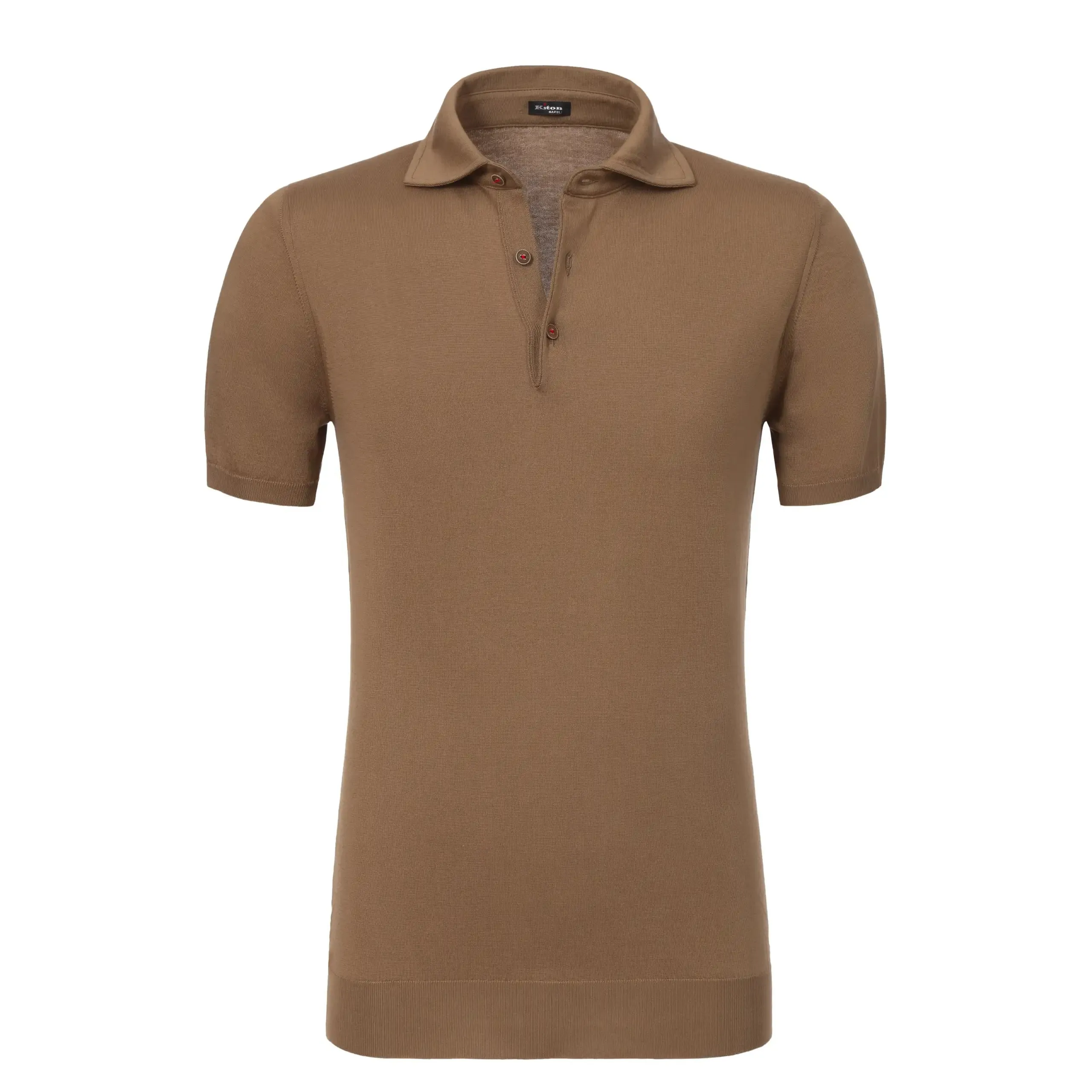  Kiton Cotton Polo Shirt in Coffee