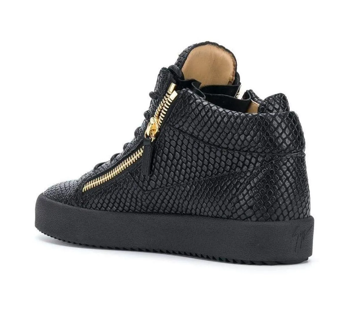 Kriss Lizard-Effect Sneakers - Black