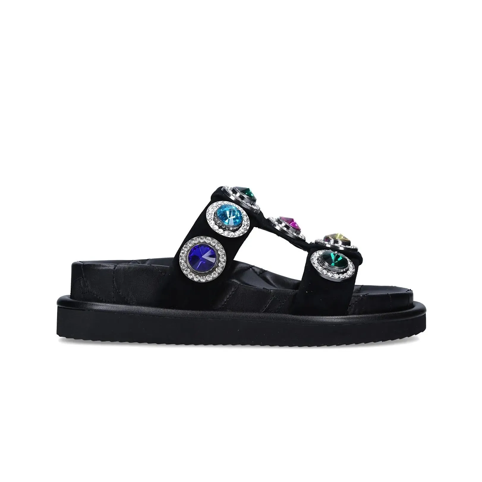 Kurt Geiger London Orson Rainbow Crystal Studded Leather Slip-On Platform Sandals