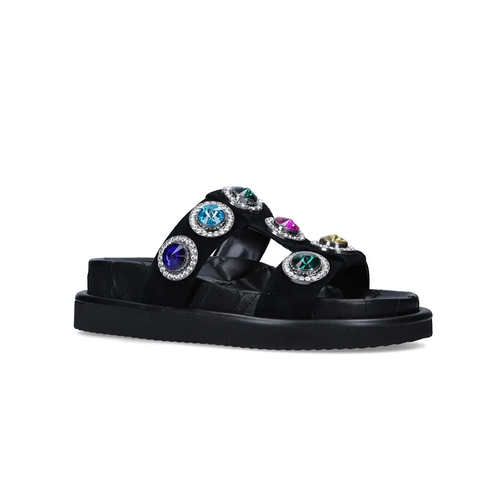 Kurt Geiger London Orson Rainbow Crystal Studded Leather Slip-On Platform Sandals