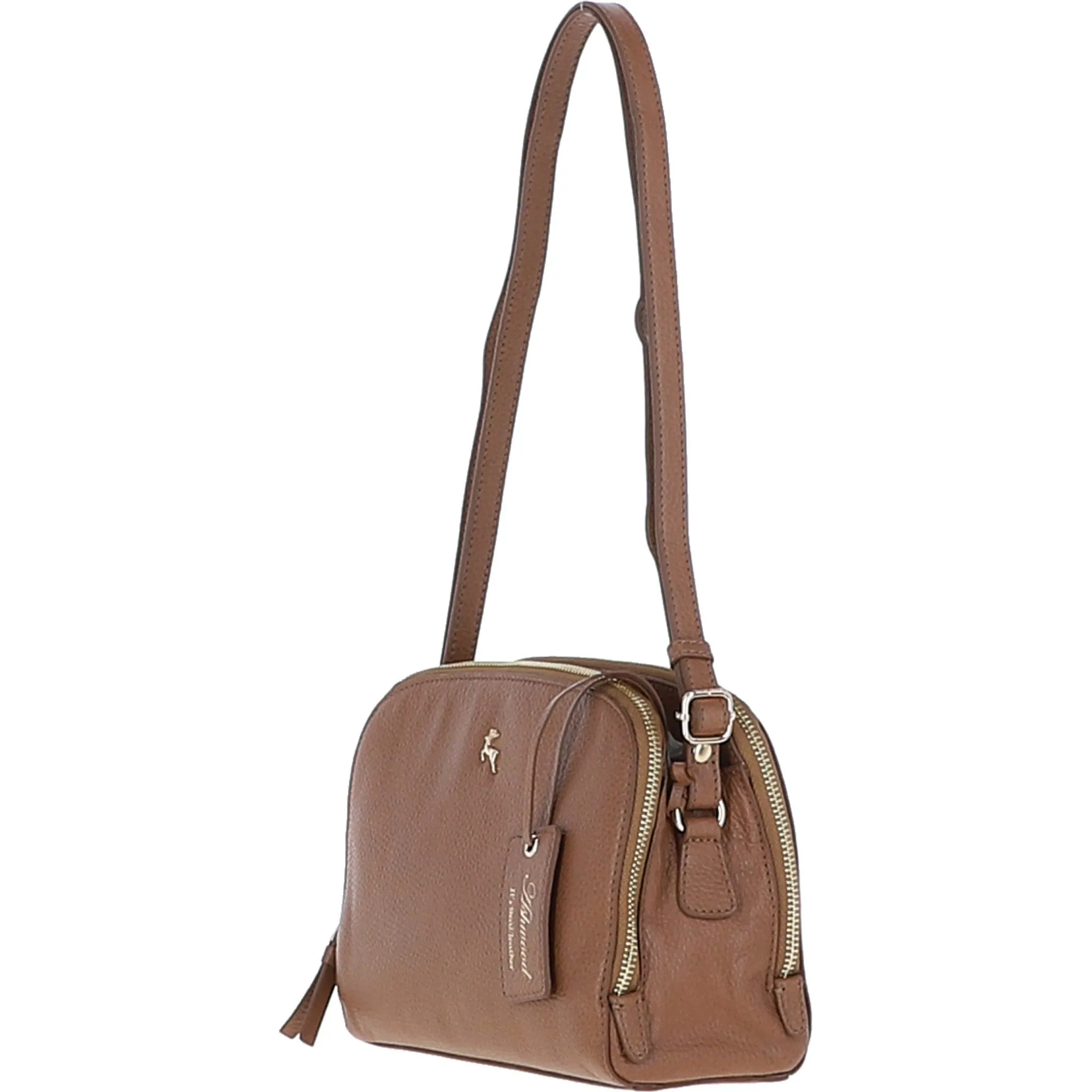 Leather Three Section Cross Body Bag Tan: 63789