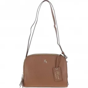 Leather Three Section Cross Body Bag Tan: 63789