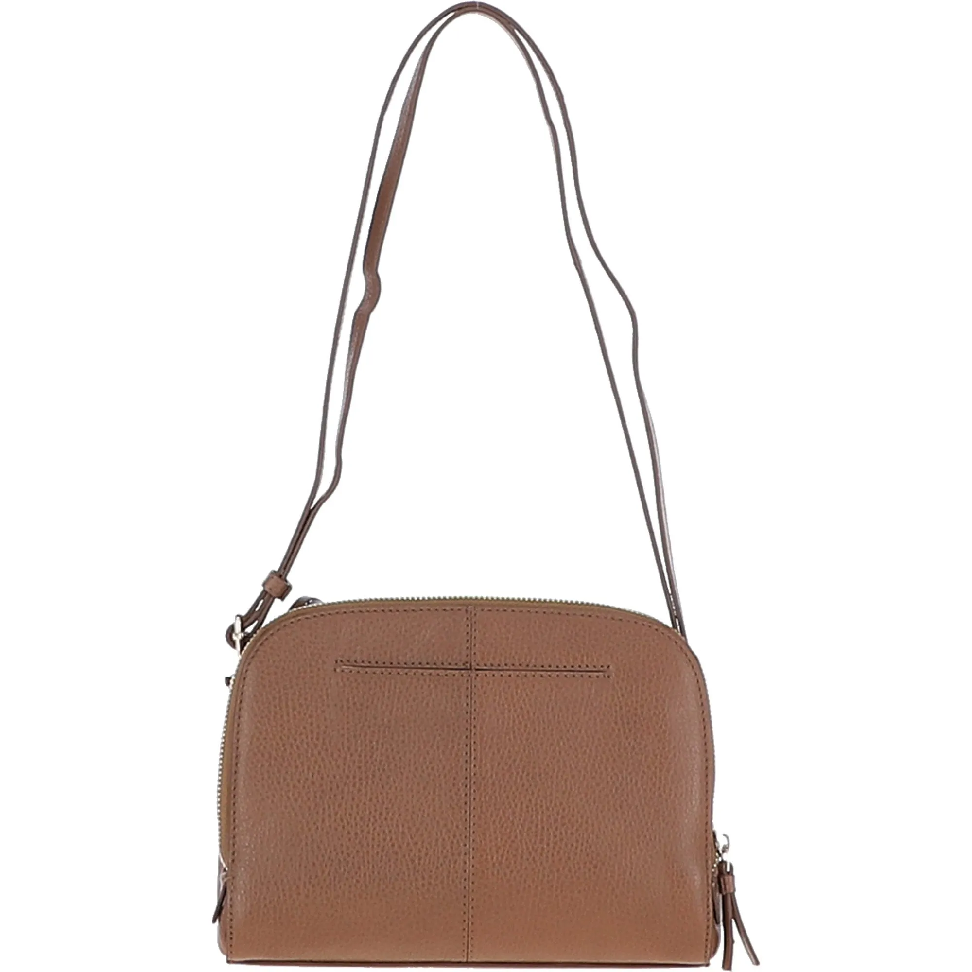 Leather Three Section Cross Body Bag Tan: 63789