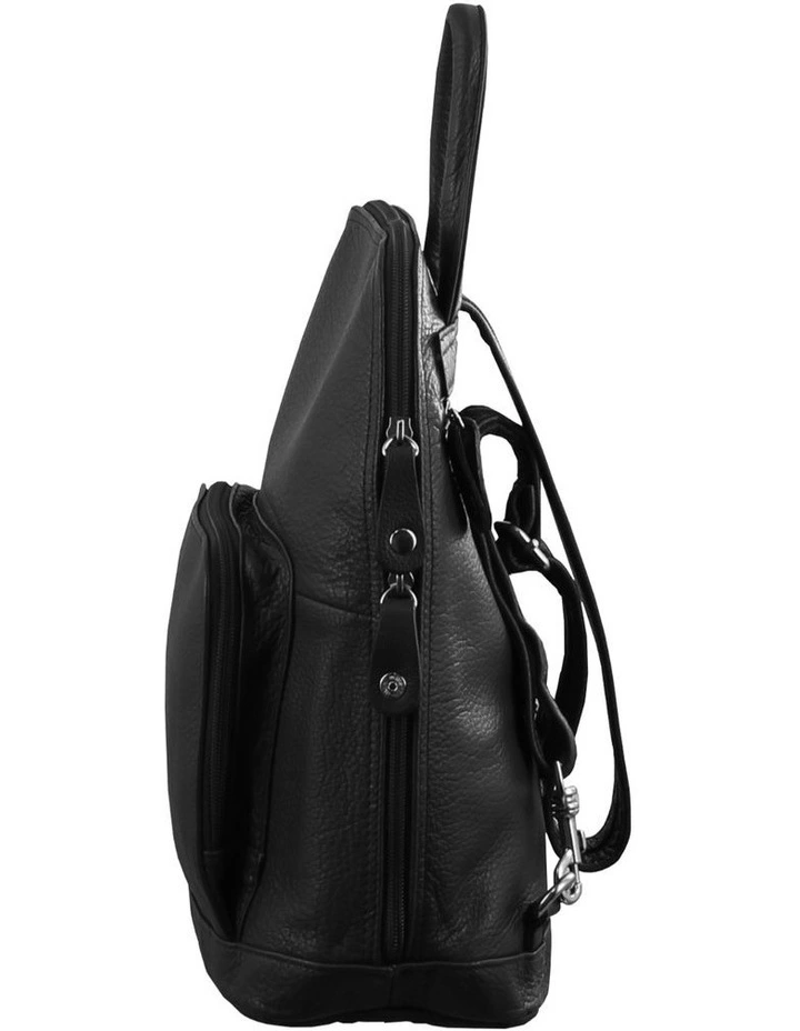 Leather Twin Zip Backpack in Black