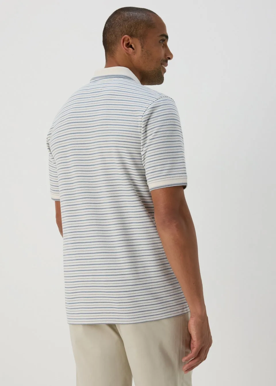 Lincoln Ecru Popcorn Stripe Polo Shirt