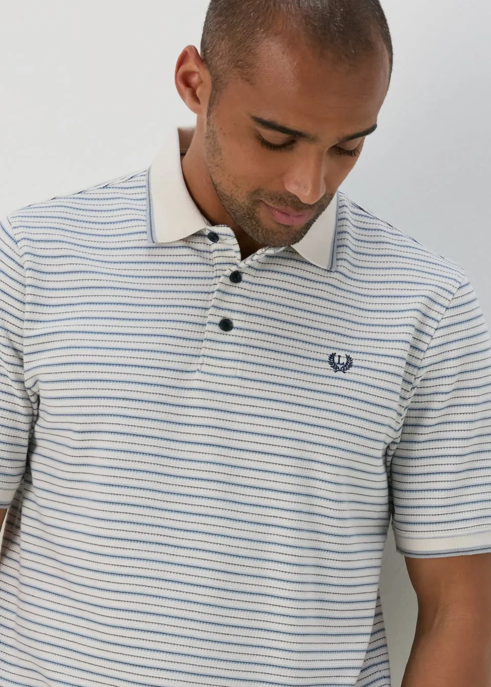 Lincoln Ecru Popcorn Stripe Polo Shirt