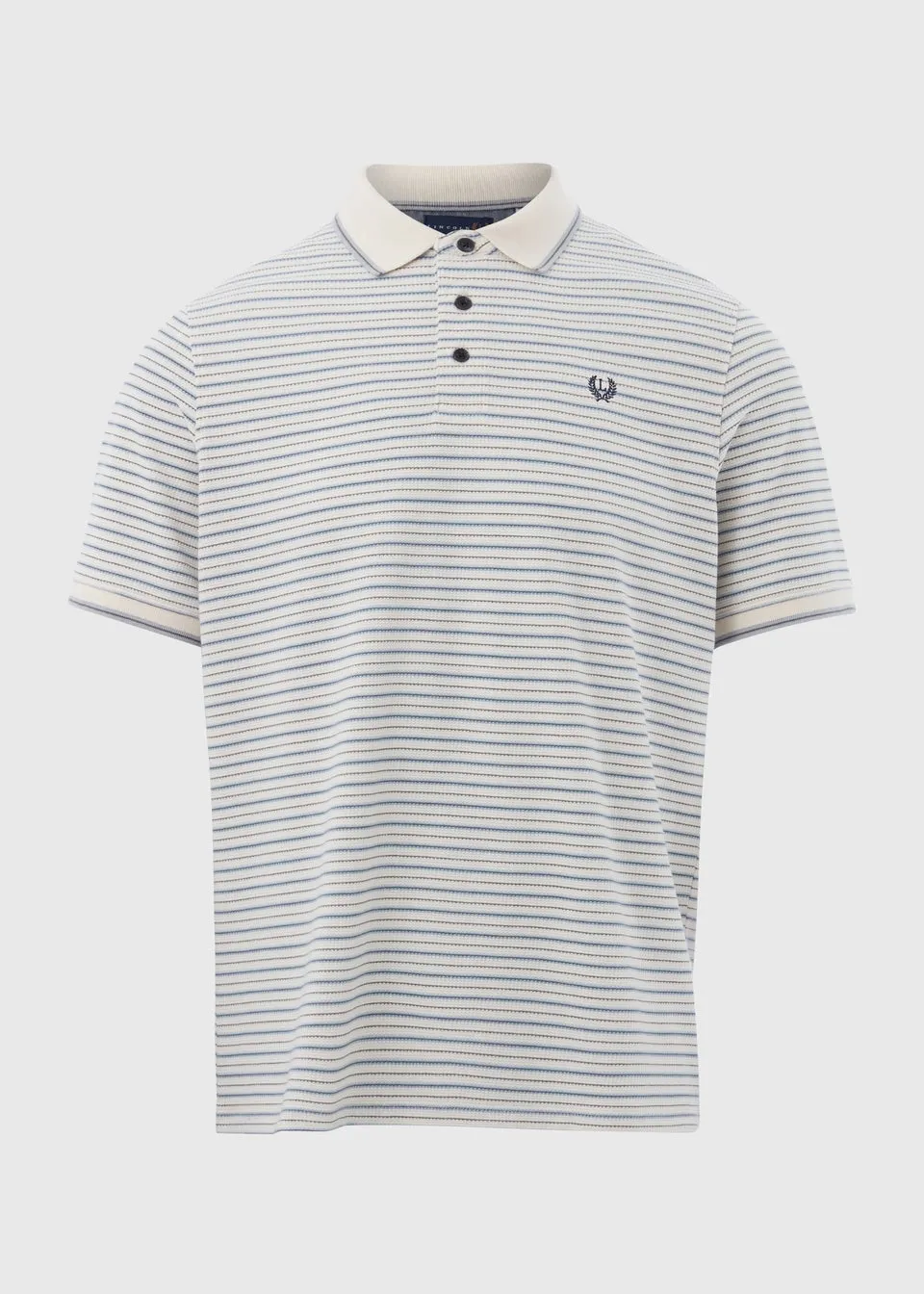 Lincoln Ecru Popcorn Stripe Polo Shirt