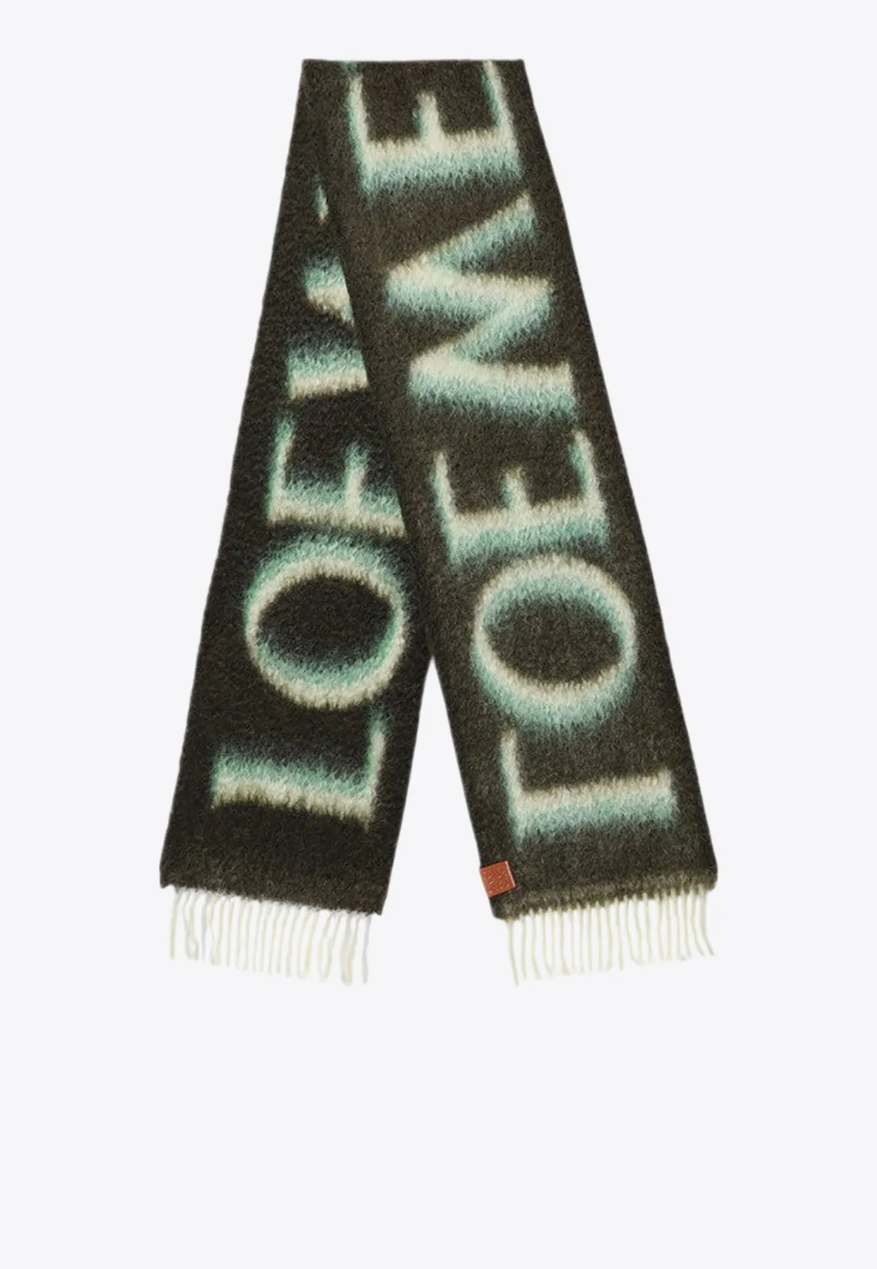 Logo Intarsia Mohair Fringed Scarf