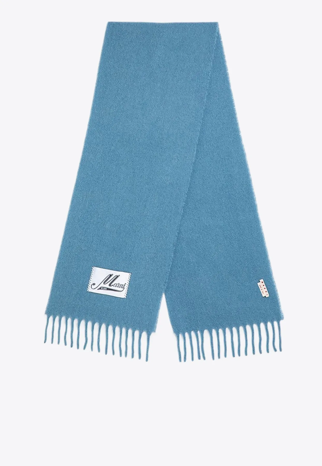 Logo Patch Alpaca Fringed Scarf