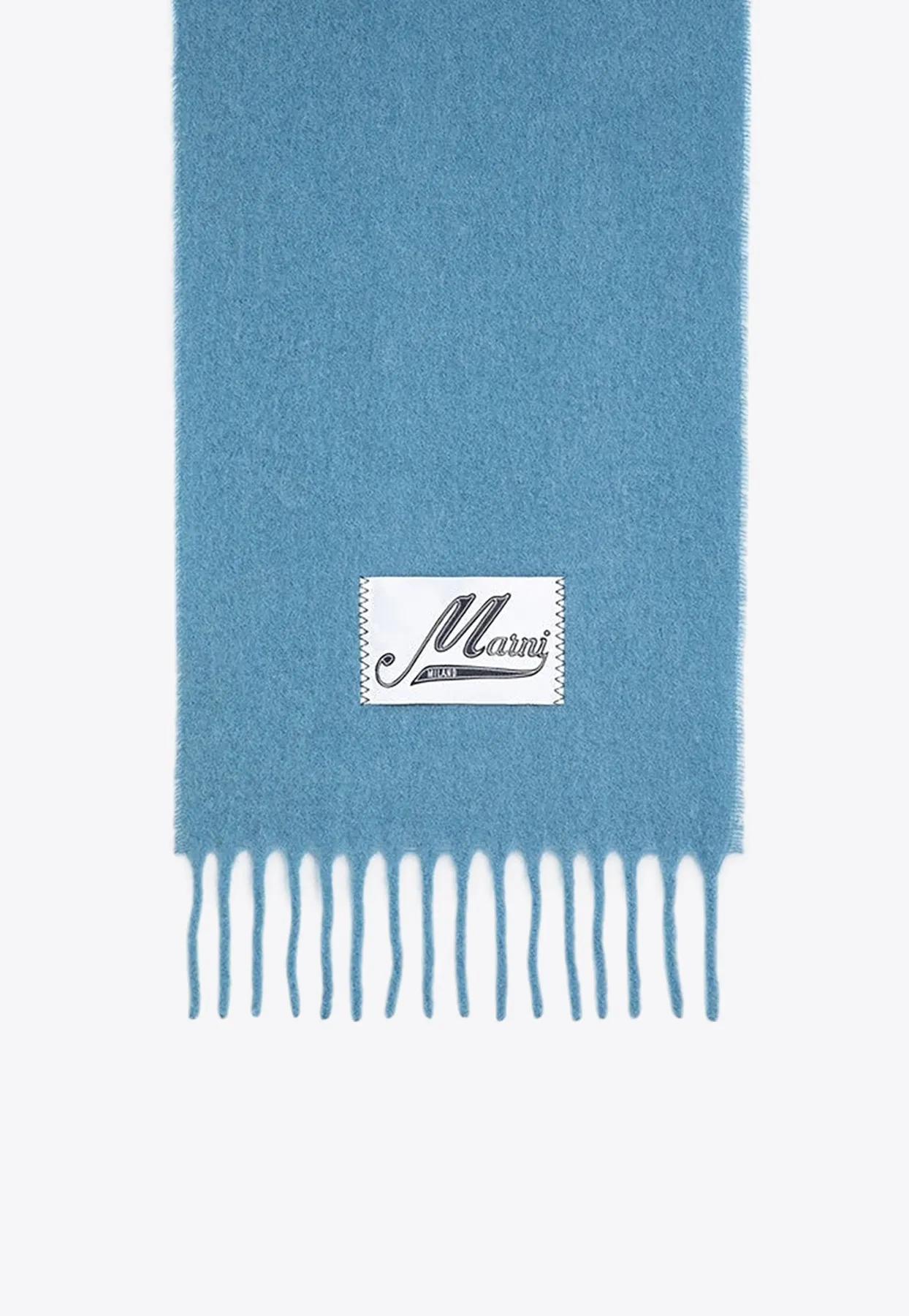 Logo Patch Alpaca Fringed Scarf