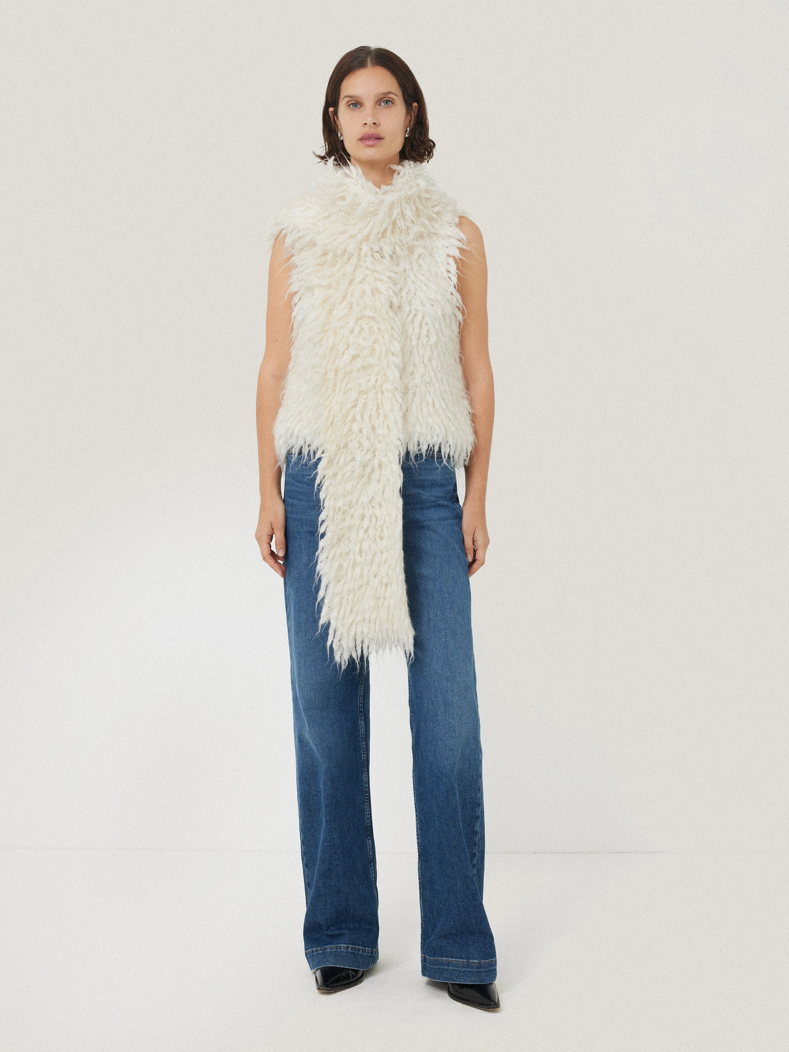 Looped Knitted Scarf | Cream