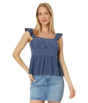 Lucky Brand Textured Yoke Peplum Tank