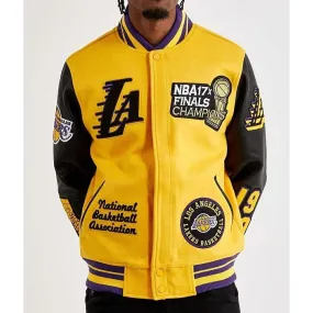 Mash Up Los Angeles Lakers Varsity Yellow and Black Jacket