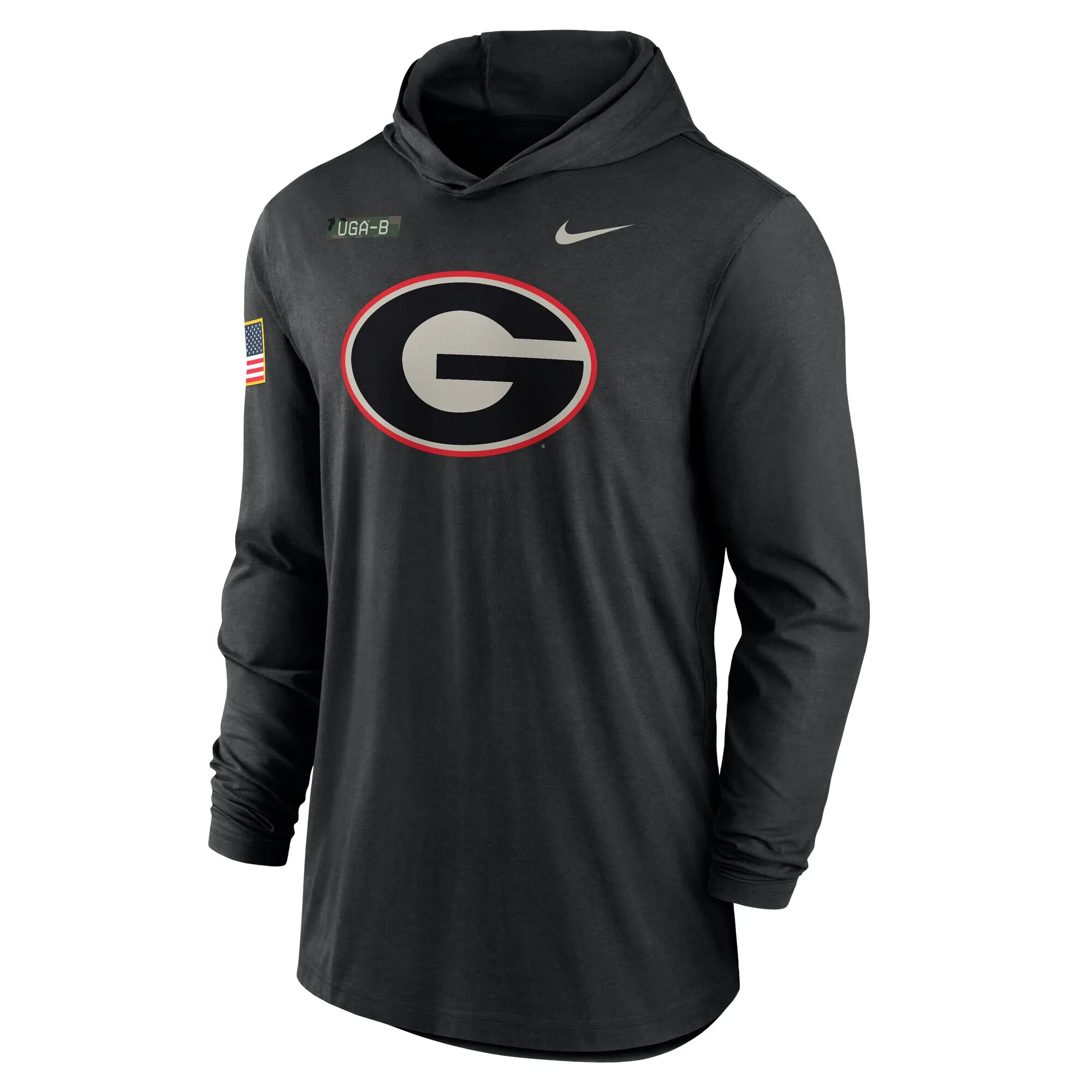 Men's Nike Black Georgia Bulldogs 2024 Military Appreciation Performance Long Sleeve Hoodie T-Shirt