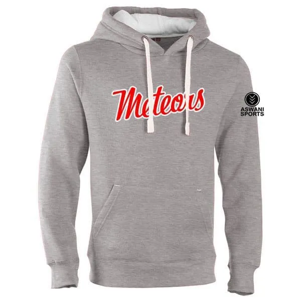 Meteors Softball Ultra Premium Contrast Hoodie, Grey (Adult)