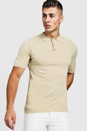 Muscle Fit Short Sleeve Knitted Polo