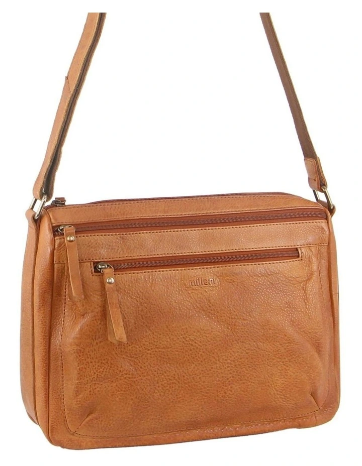 Nappa Leather Cross-Body Bag in Cognac