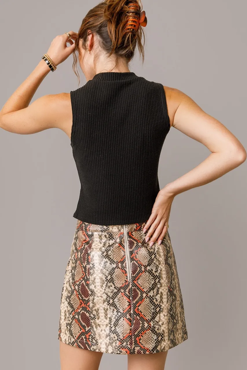 Natasha Faux Snakeskin Mini Skirt