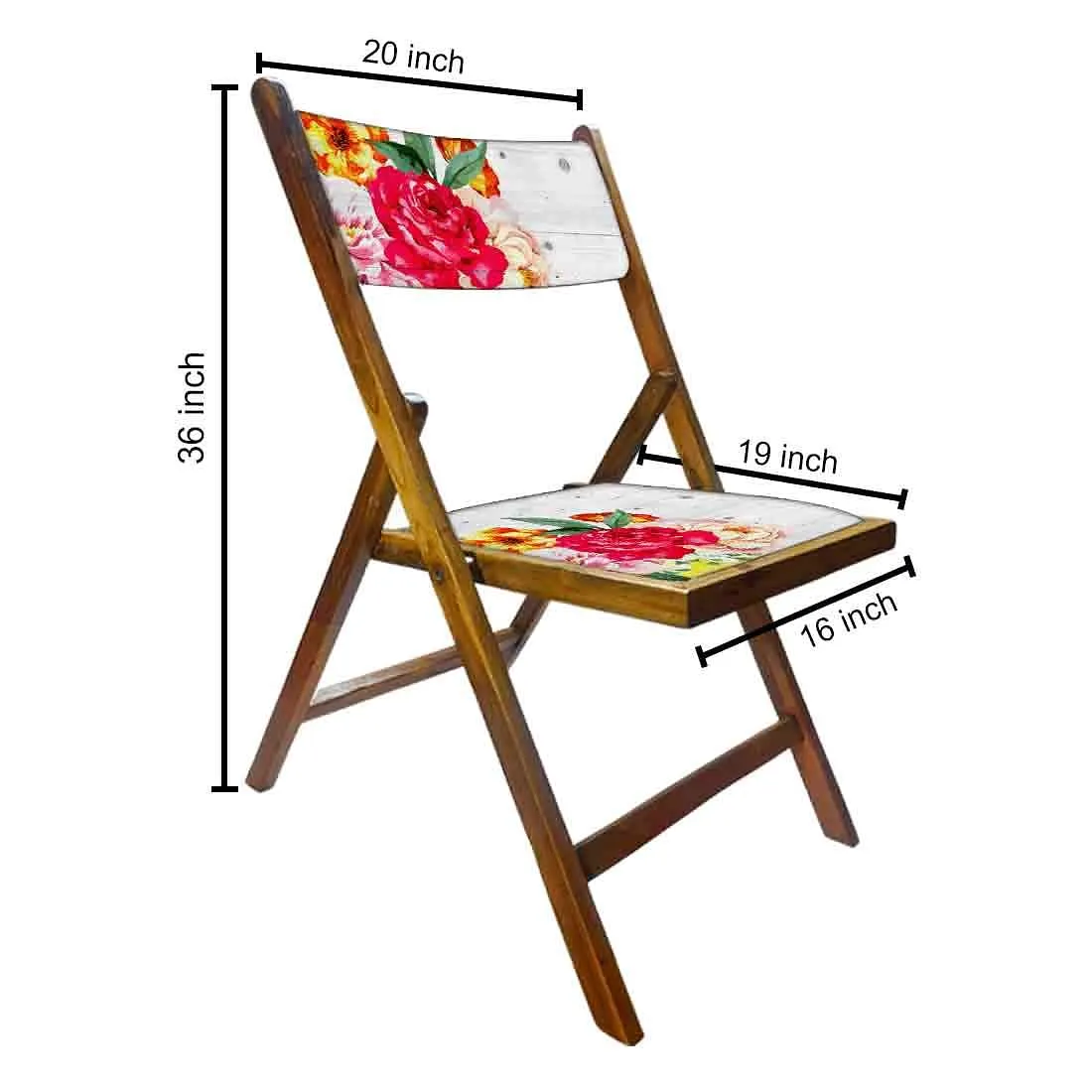 Nutcase Foldable Chair With Cushion - Red Rose White Background