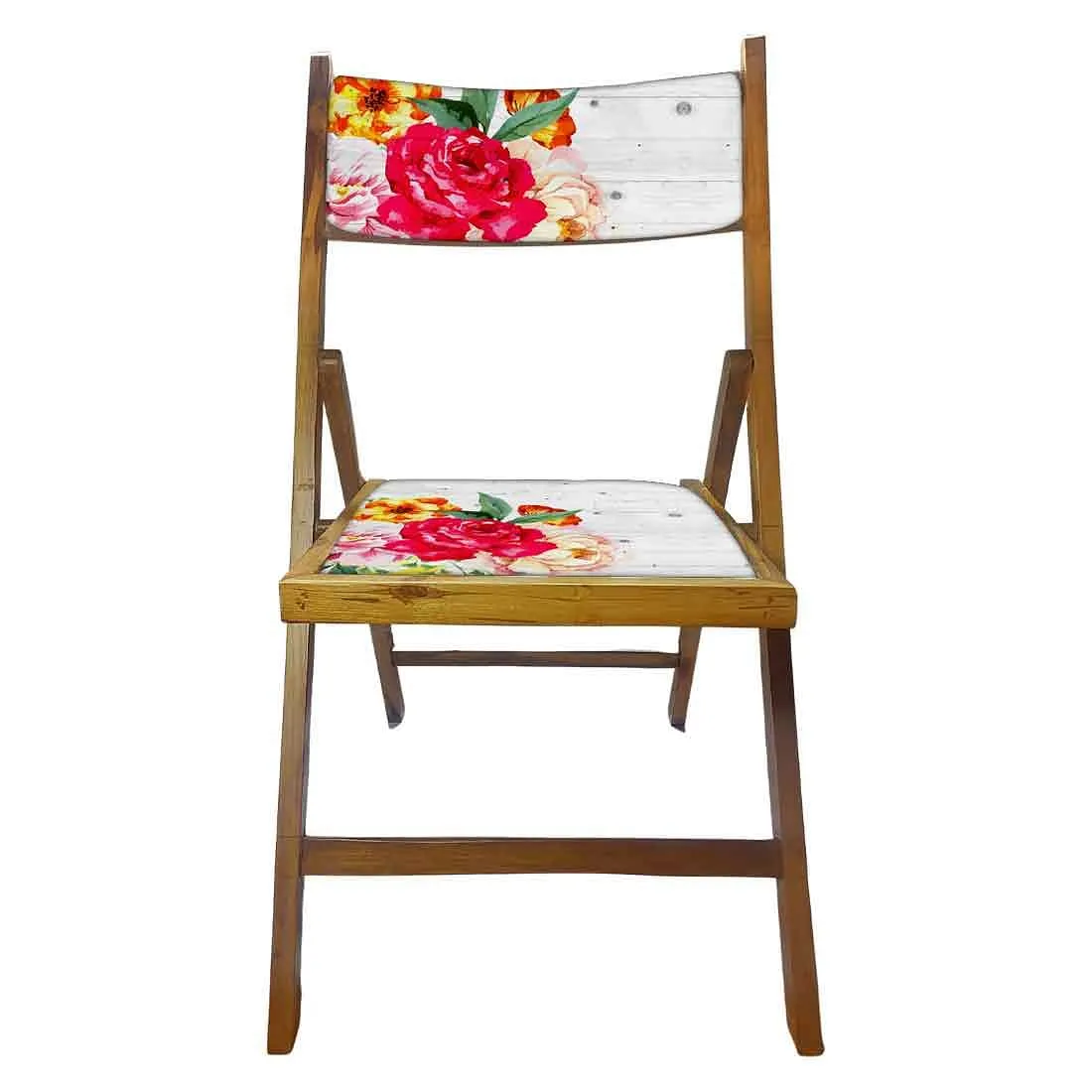 Nutcase Foldable Chair With Cushion - Red Rose White Background