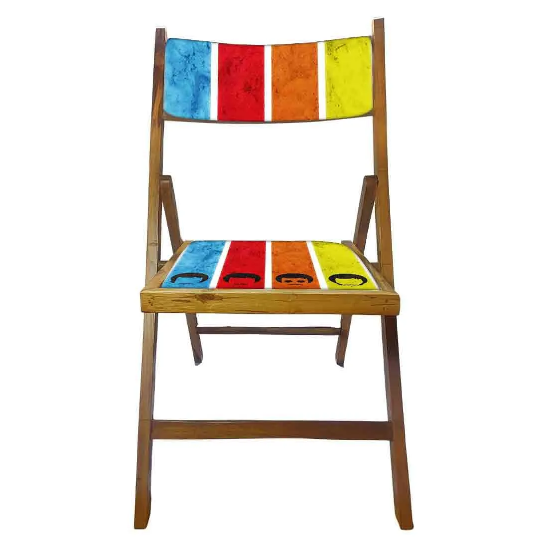 Nutcase Wooden Foldable Chair With Cushion  -  Colored Strips