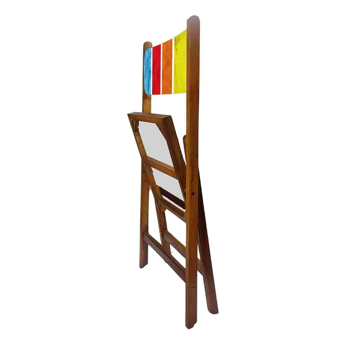 Nutcase Wooden Foldable Chair With Cushion  -  Colored Strips