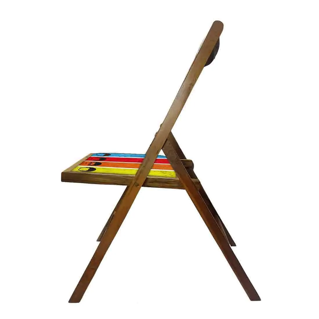 Nutcase Wooden Foldable Chair With Cushion  -  Colored Strips