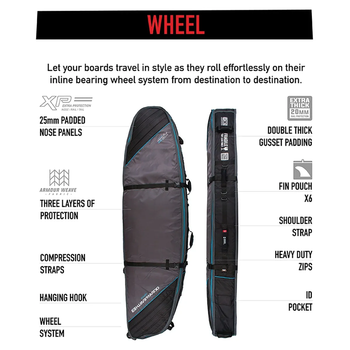 Ocean & Earth Double Wheel Longboard Bag