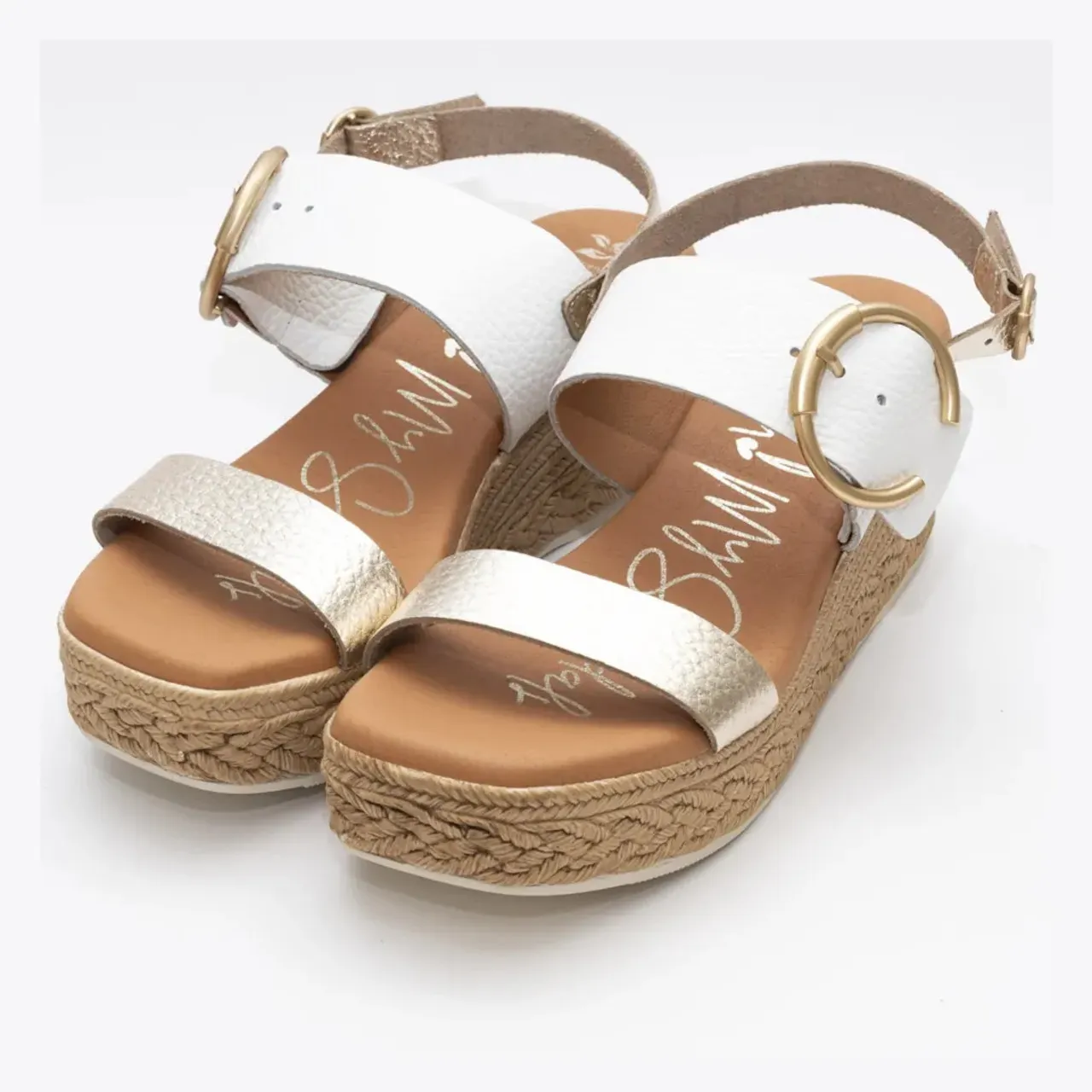 Oh My Sandals Tonia Doya 5455 Champan & White Platform Sandal