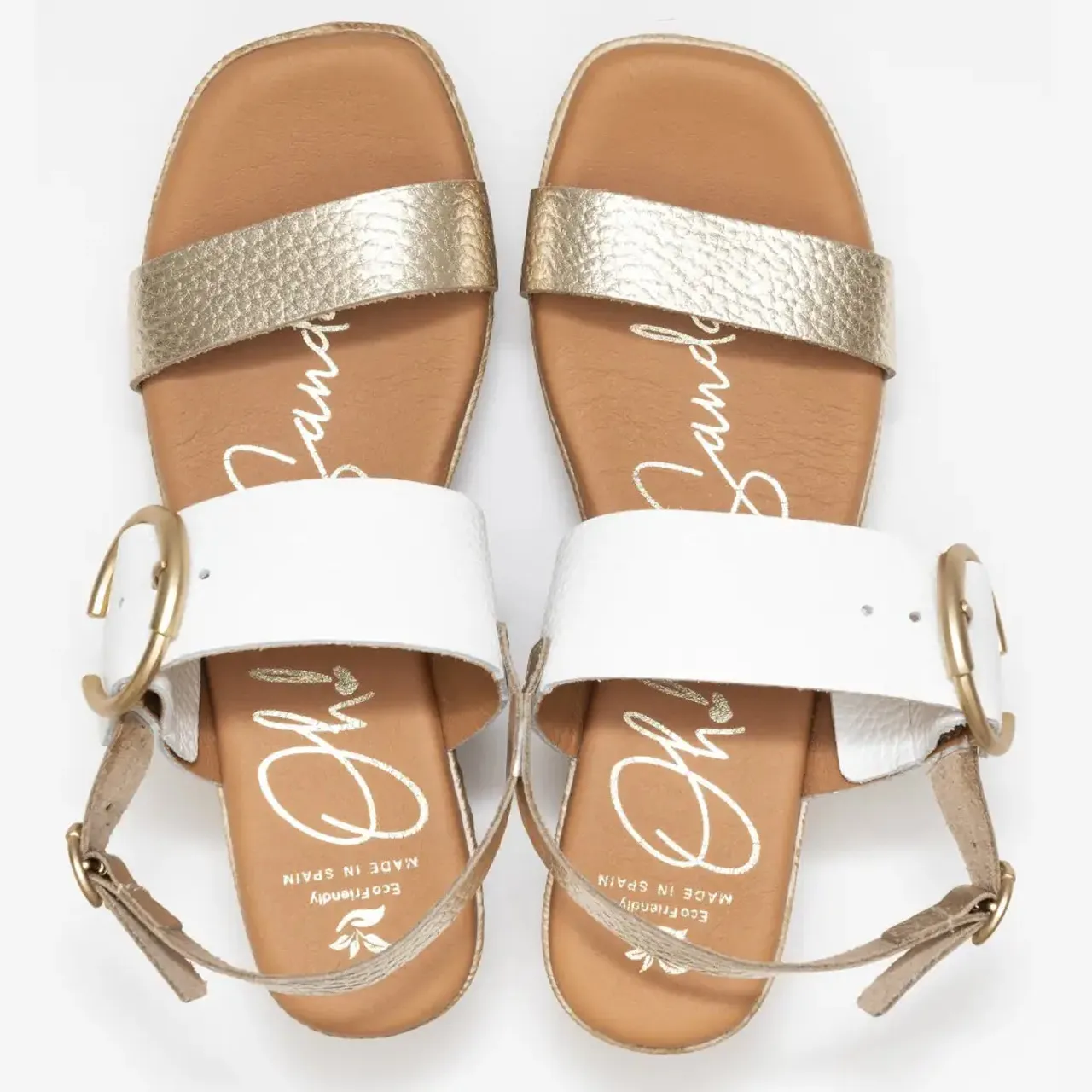 Oh My Sandals Tonia Doya 5455 Champan & White Platform Sandal