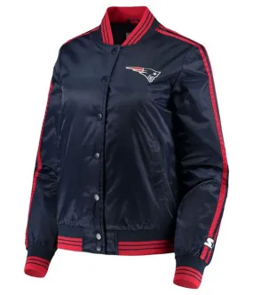 Overtime New England Patriots Full-Snap Navy Varsity Satin Jacket