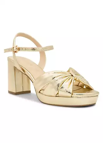 Paradox London Champagne Wide Fit Metallic ’Nerita’ Platform Sandals | Grattan