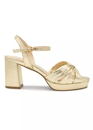 Paradox London Champagne Wide Fit Metallic ’Nerita’ Platform Sandals | Grattan