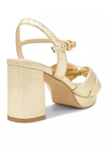 Paradox London Champagne Wide Fit Metallic ’Nerita’ Platform Sandals | Grattan