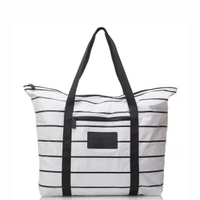 Pinstripe Zipper Tote Black/White