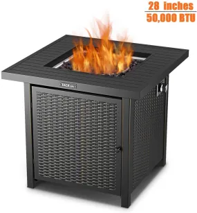 Propane Fire Pit Table, 28 inch 50,000 BTU Auto-Ignition Outdoor Gas Fire Pit Table