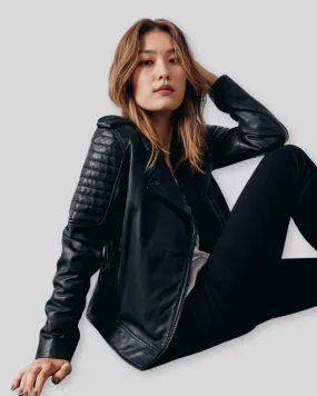 Raven Black Quilted Biker Leather Jacket