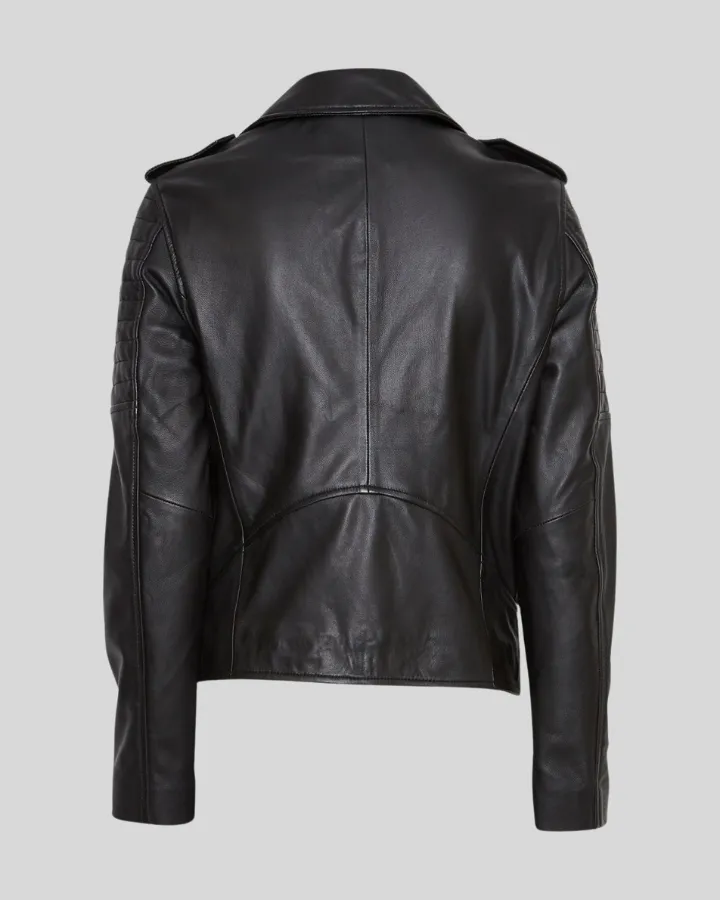 Raven Black Quilted Biker Leather Jacket